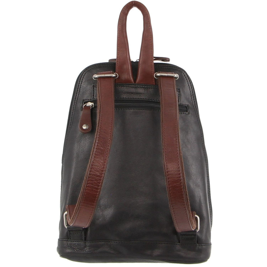 NNEDSZ Milleni Womens Bag Italian Leather Soft Nappa Leather Backpack Travel - Black/Chestnut