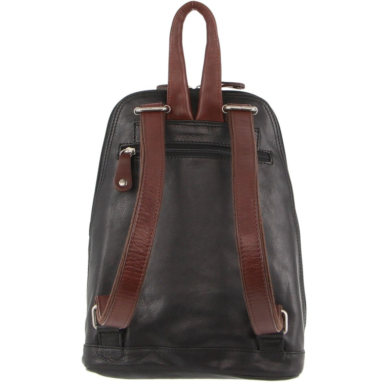 NNEDSZ Milleni Womens Bag Italian Leather Soft Nappa Leather Backpack Travel - Black/Chestnut