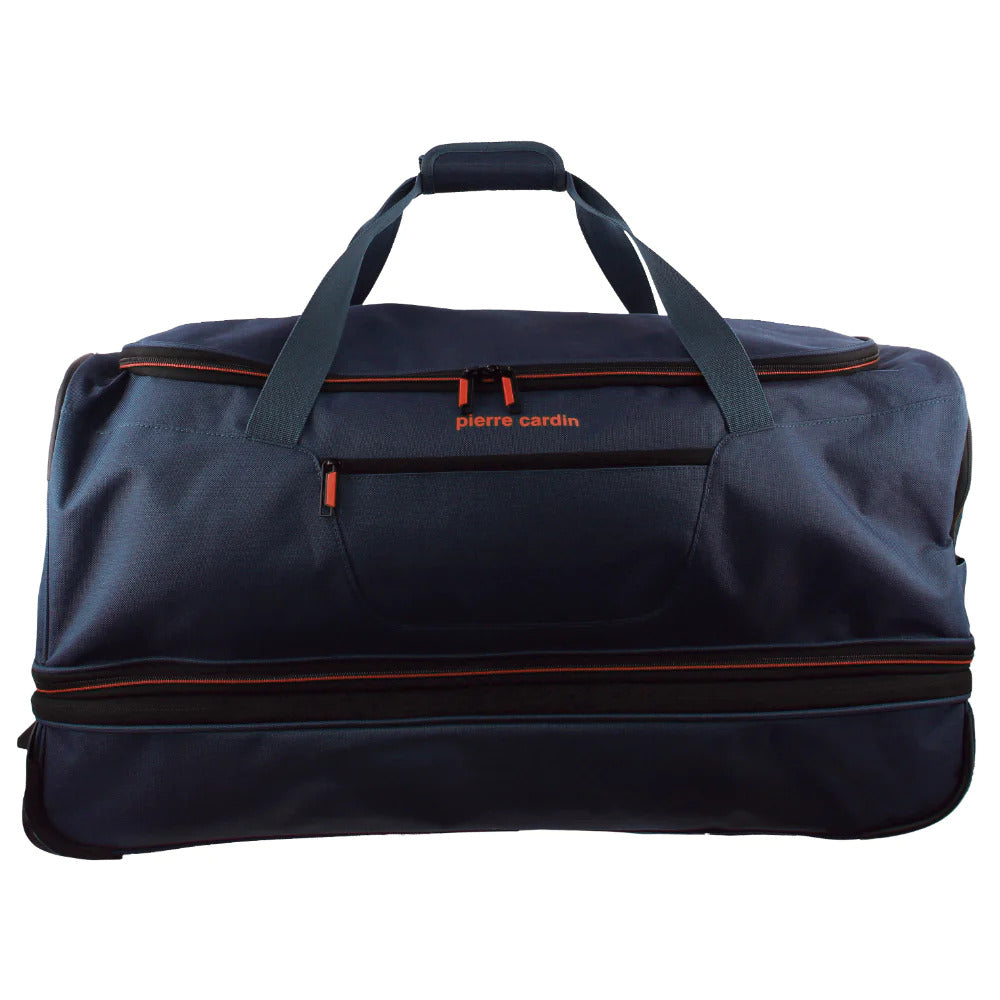 NNEDSZ Pierre Cardin Trolley Bag Large Soft Travel Luggage Wheeled Duffle 82 Cm - Navy